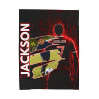 Personalized Soccer Blanket with Name & Photo Custom Ronaldo Inspired Blanket Soccer Gift for Kids