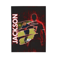 Personalized Soccer Blanket with Name & Photo Custom Ronaldo Inspired Blanket Soccer Gift for Kids