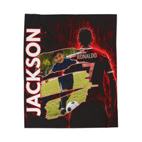 Personalized Soccer Blanket with Name & Photo Custom Ronaldo Inspired Blanket Soccer Gift for Kids