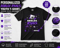 Personalized Roblox Rivals Inspired Game Kids T-Shirt Custom Name Gamer Tee Heavy Cotton Youth Shirt