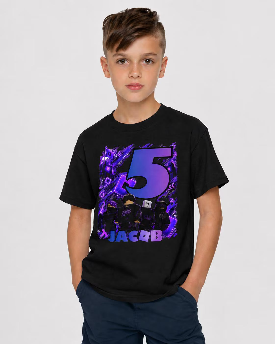 Personalized Birthday Roblox Inspired Rivals Gamer Tee — Custom Name & Age, Kids Heavy Cotton T-Shirt